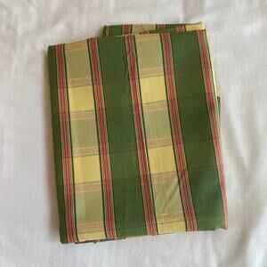 Green & Yellow Striped‎ Fabric with a Touch of Red Interwoven Fabric 57" x 96"